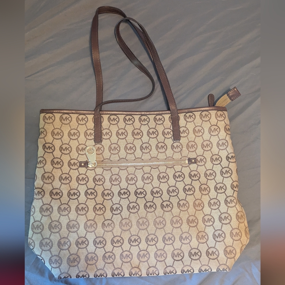 Michael Kors Tan and Brown Logo Tote